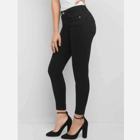 GAP Mid Rise Sculpt Stretch True Skinny Jeans Stay Black 27/4 SHORT RT$99 NWT - Picture 2 of 11